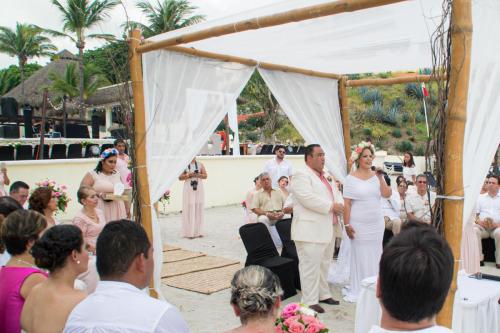 The bride and groom at the wedding ceremony